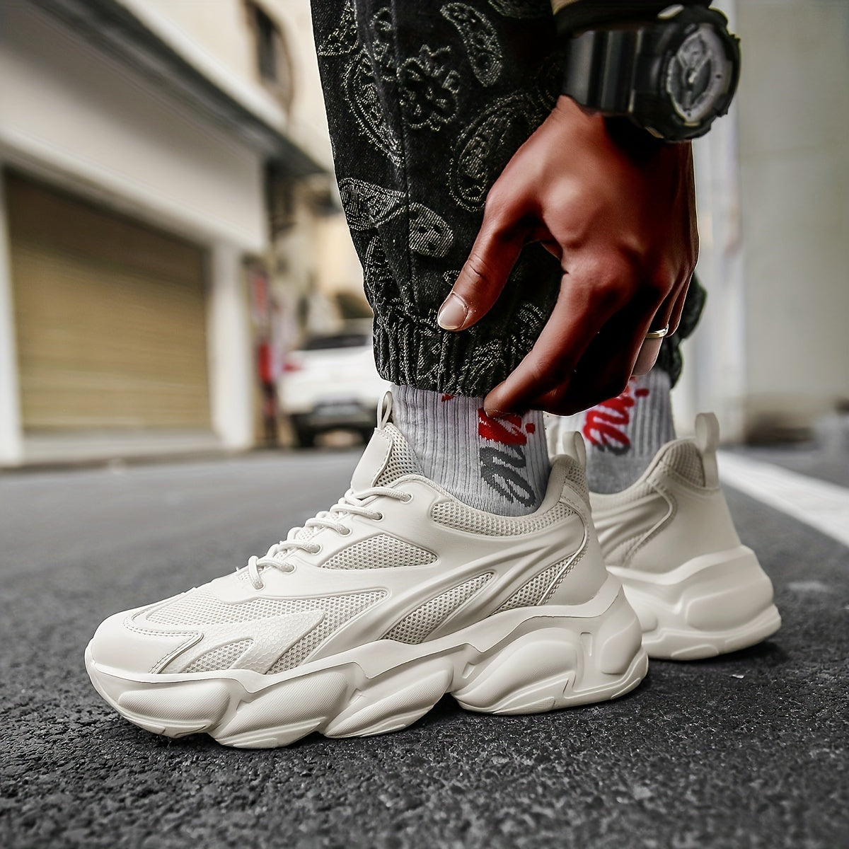 Men's Chunky Lace up Sneakers Casual Walking Shoes