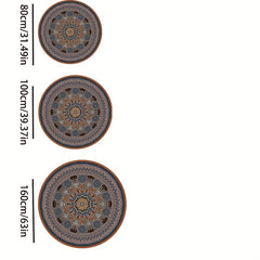 Vintage Boho Round Area Rug Waterproof Stain Resistant Soft Cashmere Carpet