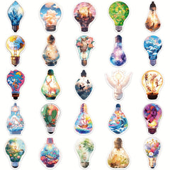 50pcs Light Bulb World Stickers Waterproof DIY Water Bottles Laptops Phones