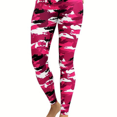Camo Print High Waist Yoga Leggings Stretchy Workout Pants