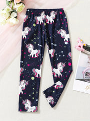 Kids Unicorn Graphic Elastic Waist Leggings