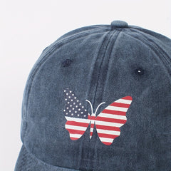 Independence Butterfly Baseball Cap Flag Patriotic Distressed Dad Hat