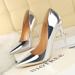 Glitter Stiletto Pumps - Pointed Toe High Heel Shoes