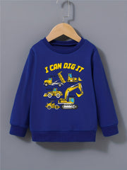 Cartoon Construction Car Boys Sweatshirt