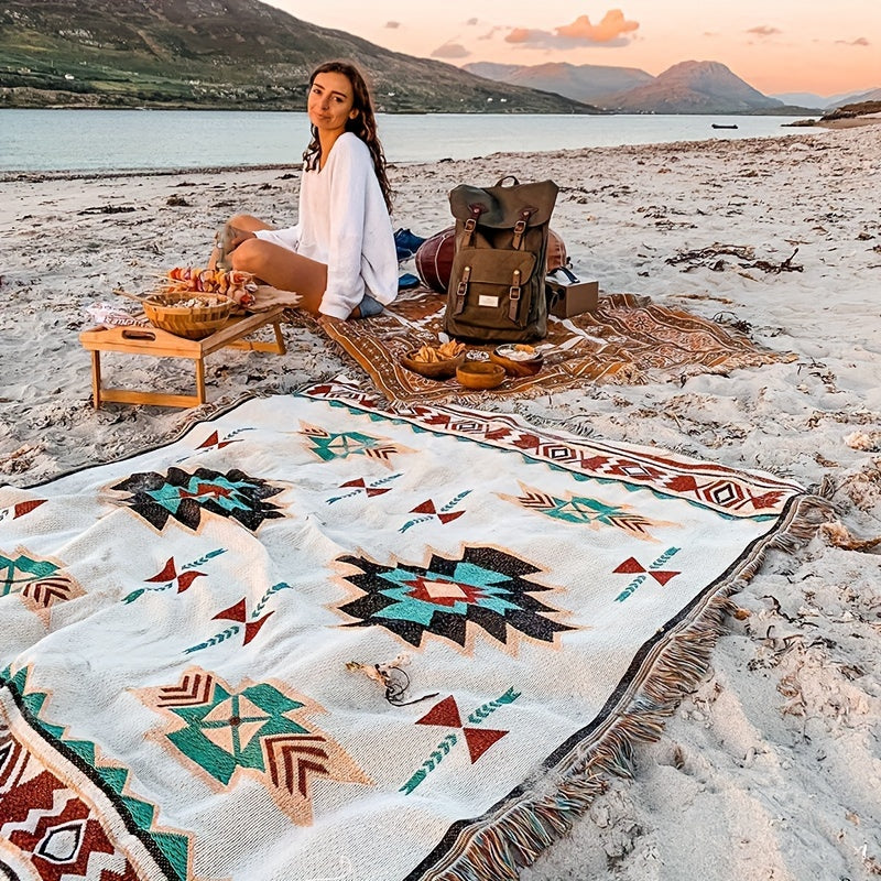 Vintage Picnic Mat Bohemian Style Blanket for Camping