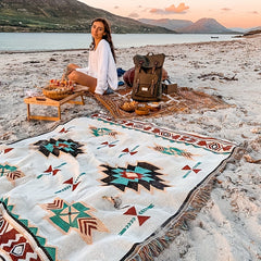Vintage Picnic Mat Bohemian Style Blanket for Camping