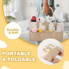 Faux Fur Diaper Caddy Organizer Portable Storage Basket - Home & Travel