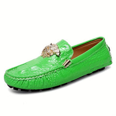 Men's Casual Slip On Loafers With Metallic Decor Rubber Sole Shoes