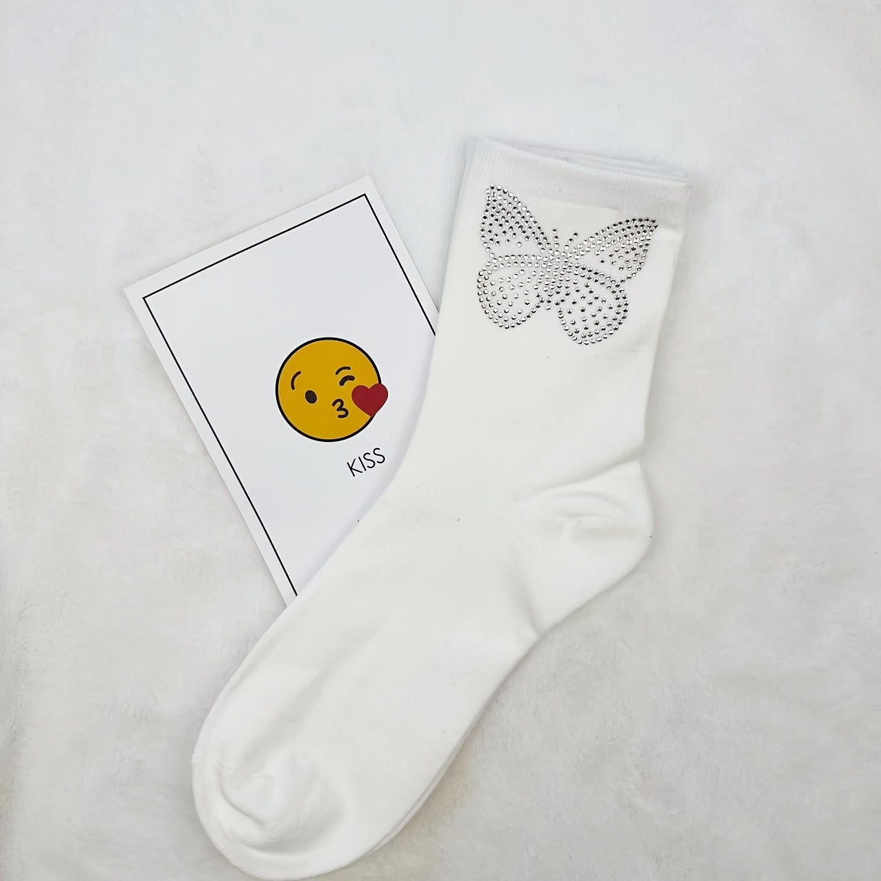 Butterfly Rhinestone Socks Mid Tube Women's Stockings