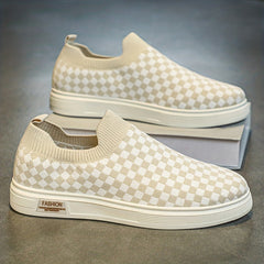 Men's Slip-on Checkered Skate Shoes Good Grip Breathable Loafers