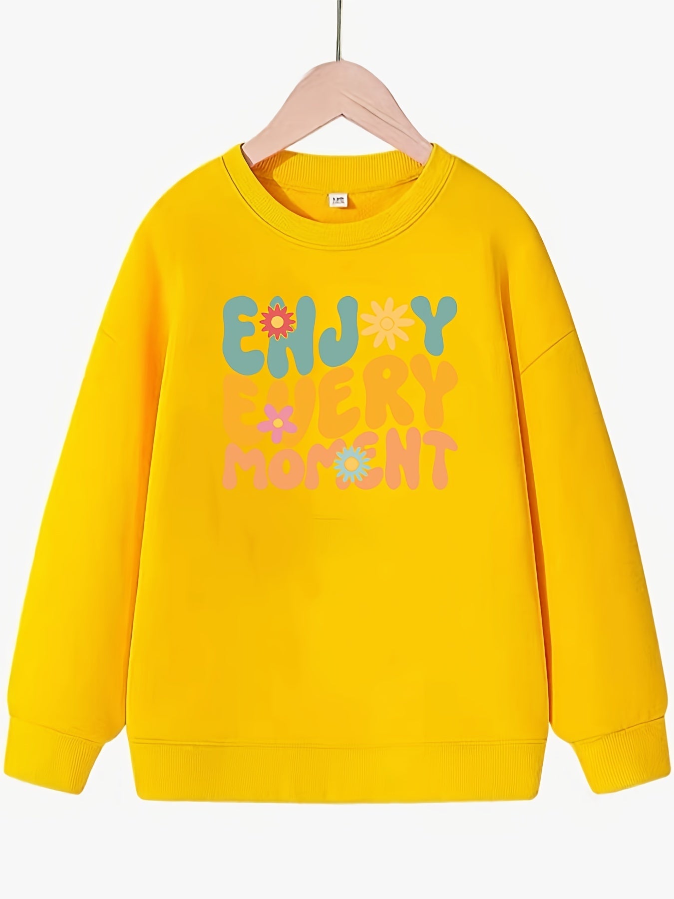 Cartoon 'Enjoy Every Moment' Pattern Sweatshirt For Girls