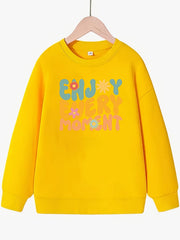 Cartoon 'Enjoy Every Moment' Pattern Sweatshirt For Girls