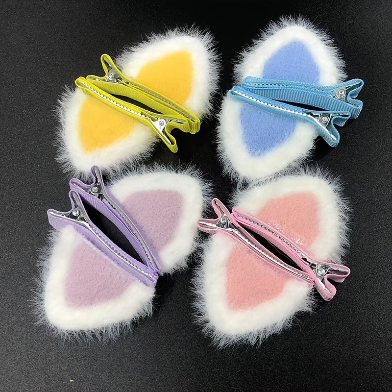2pcs Plush Cat Ear Hair Clips Girls Sweet Hair Accessories Holiday Gift