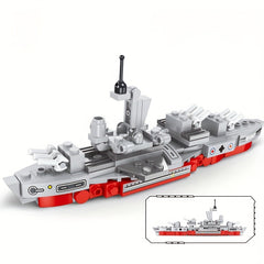 Military Warship Aircraft Carrier Mini Boat Model Building Blocks Toy