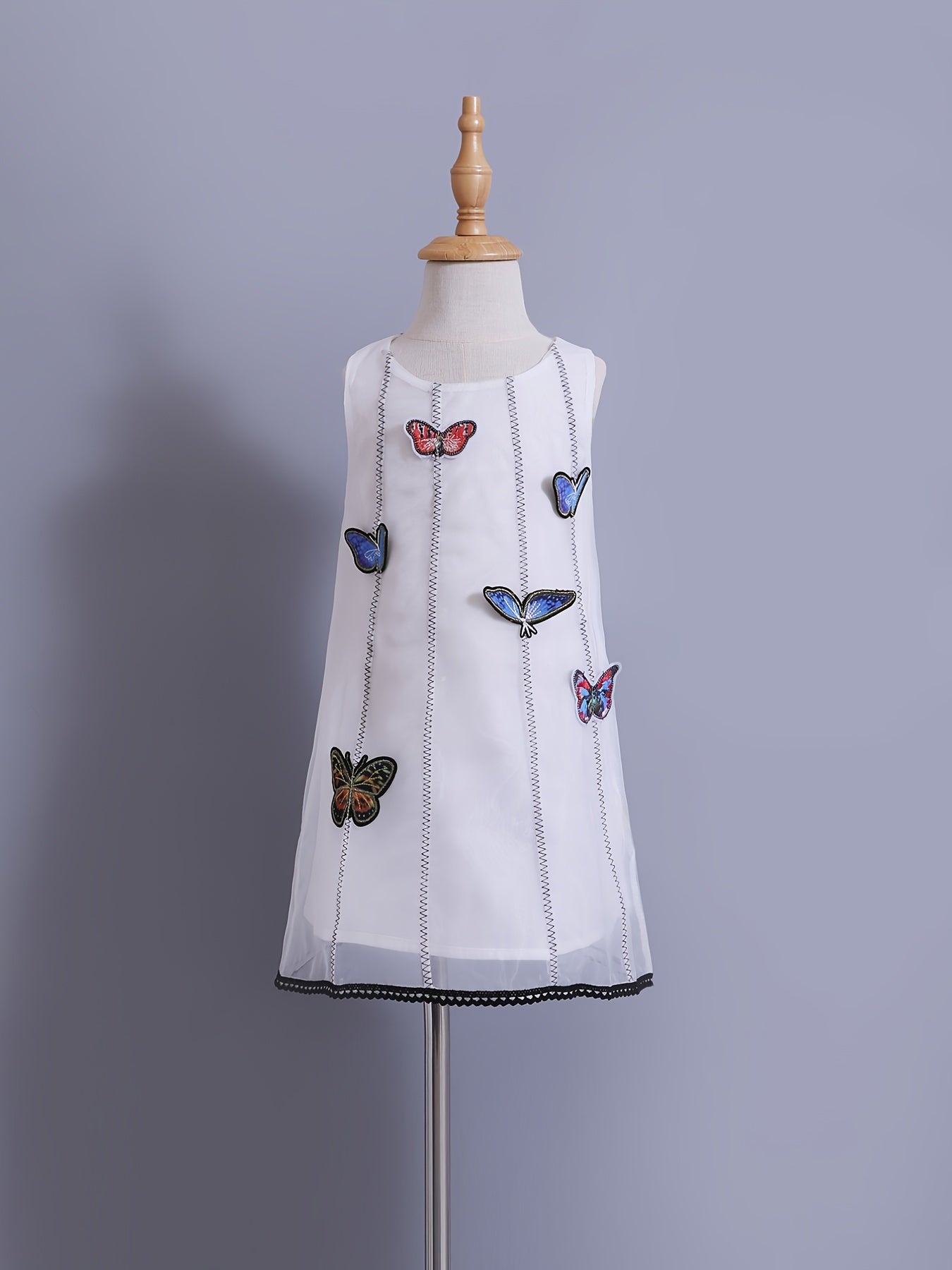 Girls' Organza Butterfly Appliques Sleeveless Princess Dress