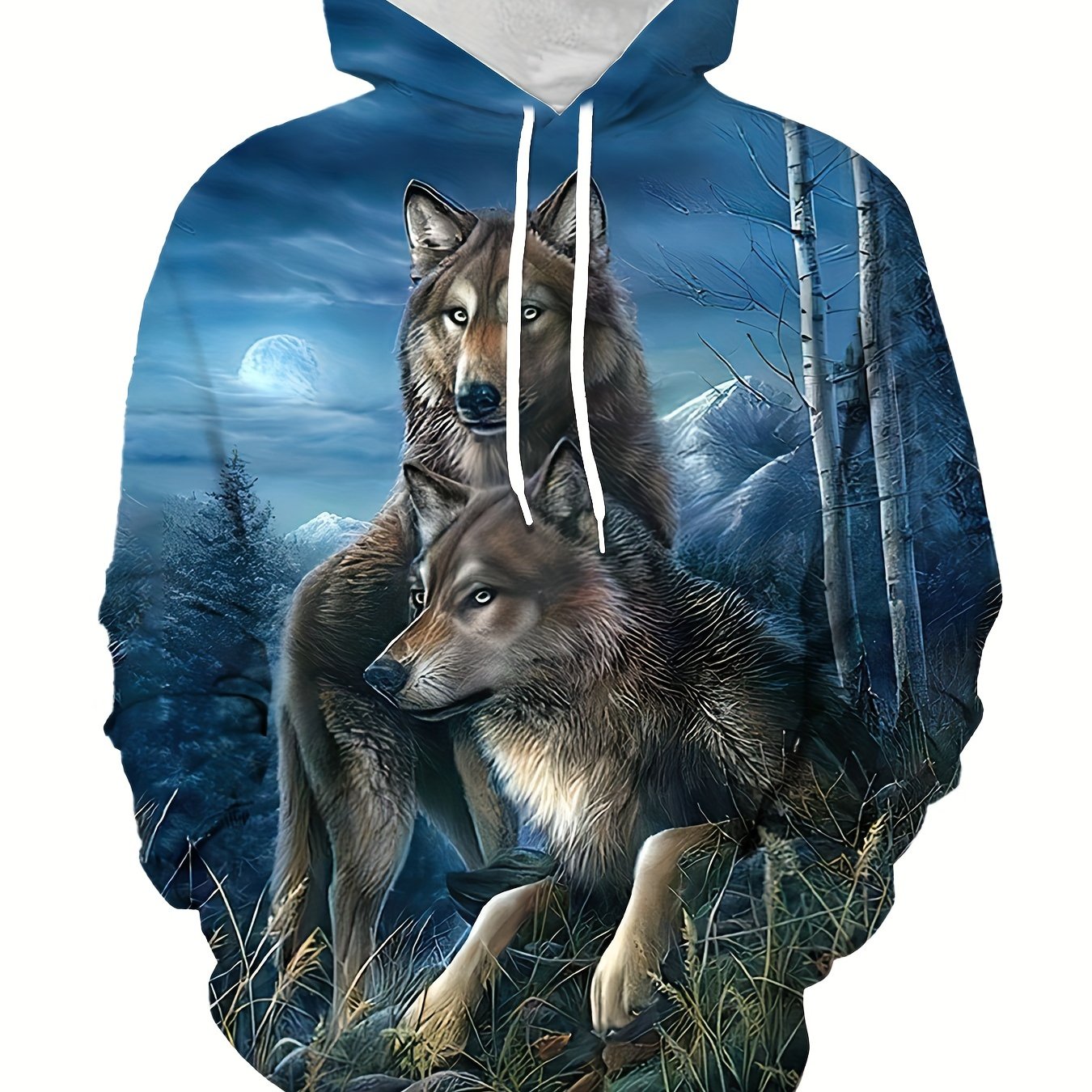 Wolves 3D Print Hoodie Men Graphic Hooded Pullover Autumn Winter