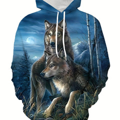 Wolves 3D Print Hoodie Men Graphic Hooded Pullover Autumn Winter