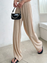 High Waist Wide Leg Pants Solid Casual Every Pants Women's Clothing