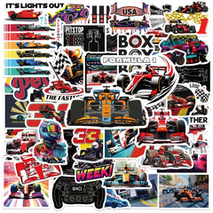 50pcs Racing Stickers Durable PVC Cartoon Designs for Cars Laptops Skateboards