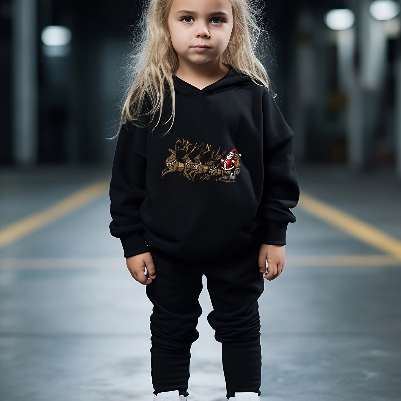 Girls Santa Claus Hooded Sweatshirt & Sweatpants Set