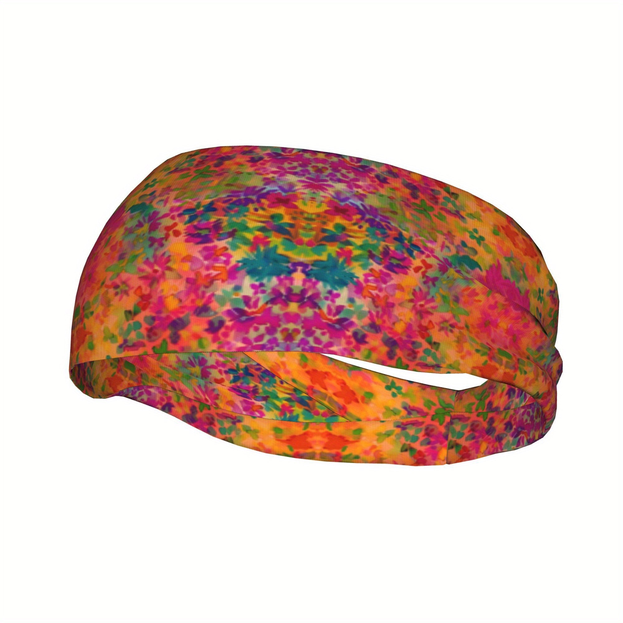 Men's Multicolor Non Slip Headband Fitness Band with Vibrant Rainbow Colors