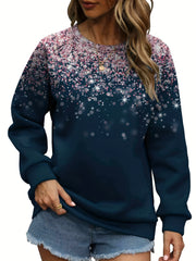 Gradient Print Pullover Sweatshirt Women's Casual Crew Neck Sweatshirt