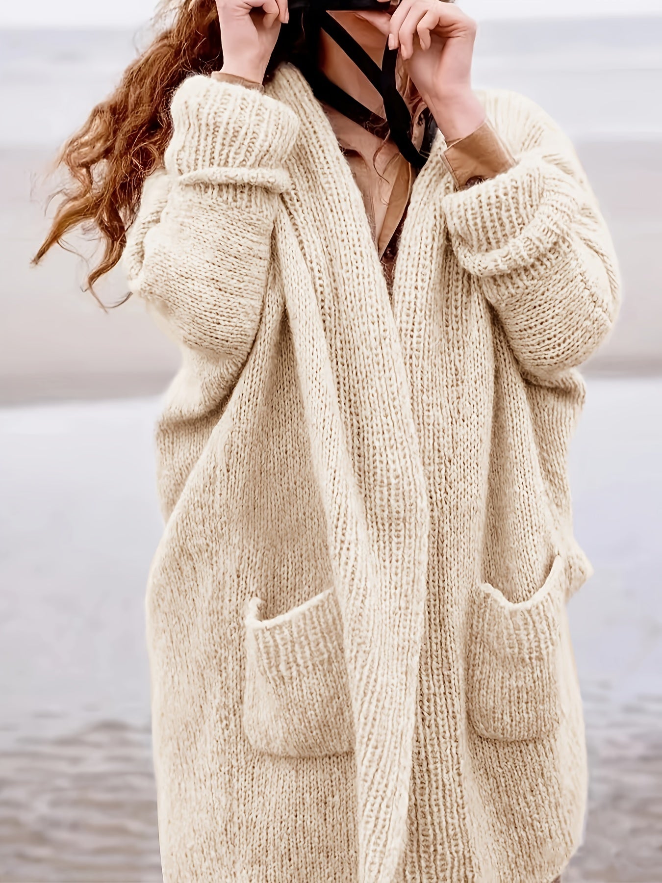 Women's Plus Size Casual Cardigan with Pockets