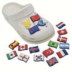 42pcs Flag Pattern Shoe Charms For Clogs Jibts Sandals PVC Decorations