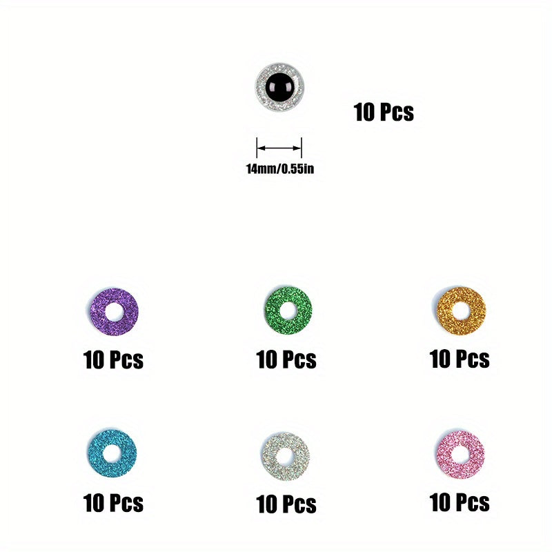 30mm Glitter Safety Eyes Plastic with Washers for Stuffed Animal Crochet Doll