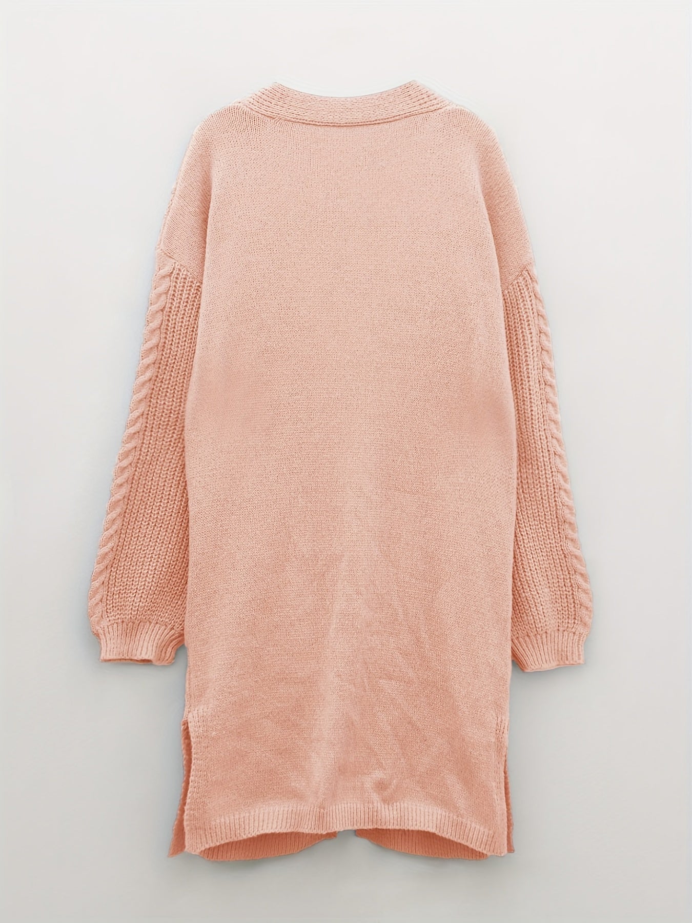 Solid Jacquard Lantern Sleeve Open Front Cardigan