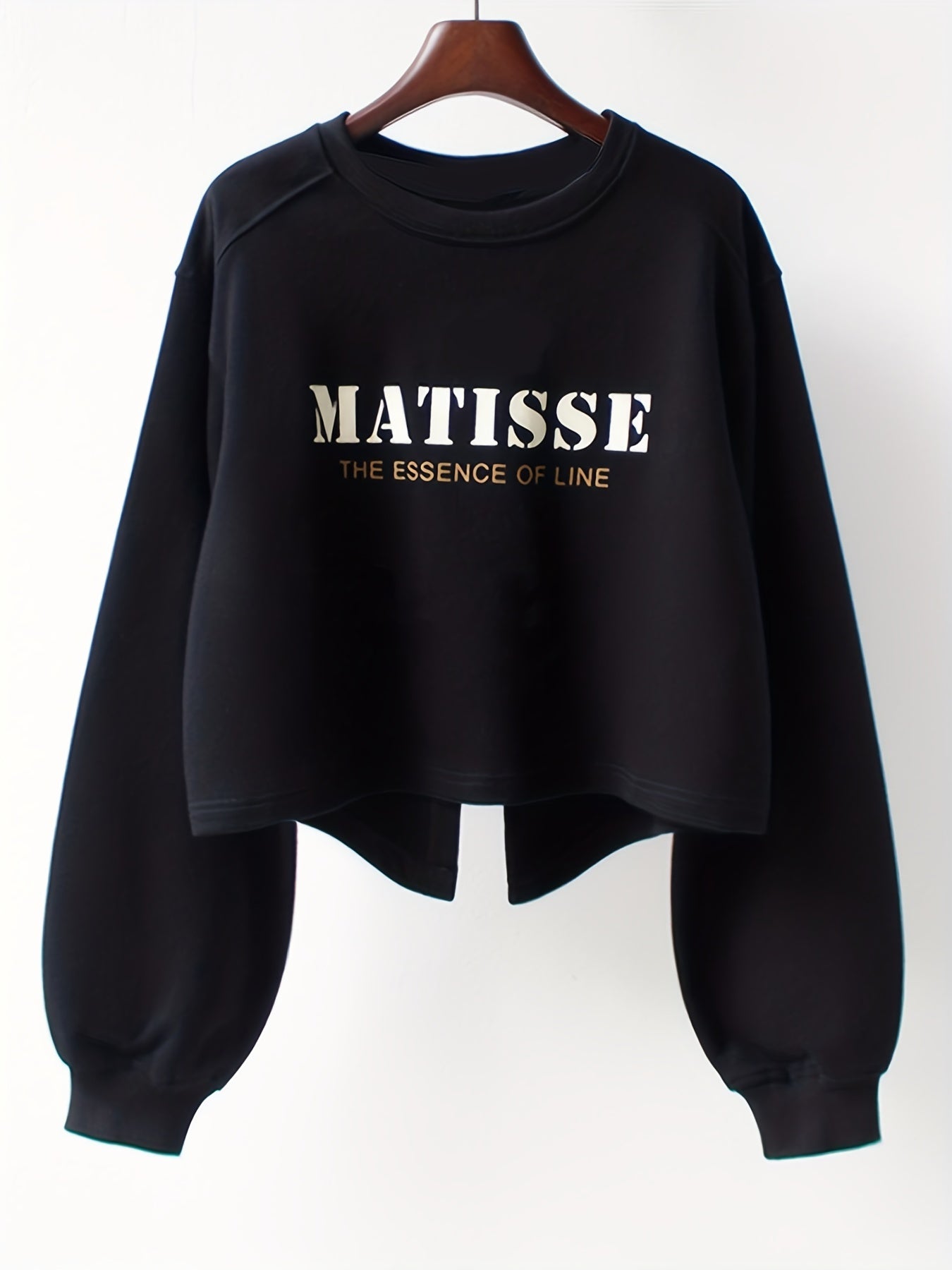 Letter Print Split Back Pullover Sweatshirt for Women
