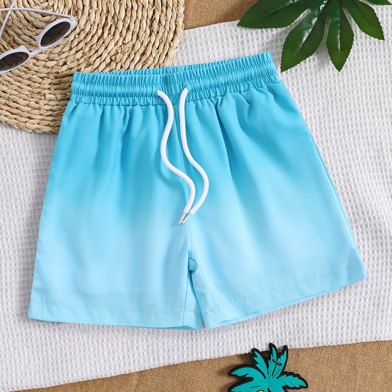 Boys Swim Trunks Gradient Print Elastic Waist Beach Pants