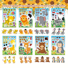 Mixed Cartoon Face Stickers Rectangle Shape for Kids Birthday Party Favors