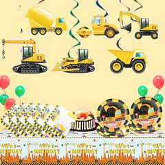 Construction Birthday Tablecloth Dump Truck Table Covers
