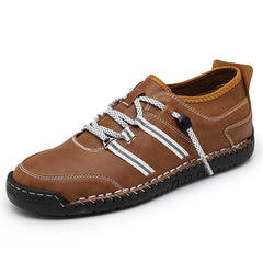 Men Leather Stitch Loafer Shoes Slip On Lightweight Dress Shoes