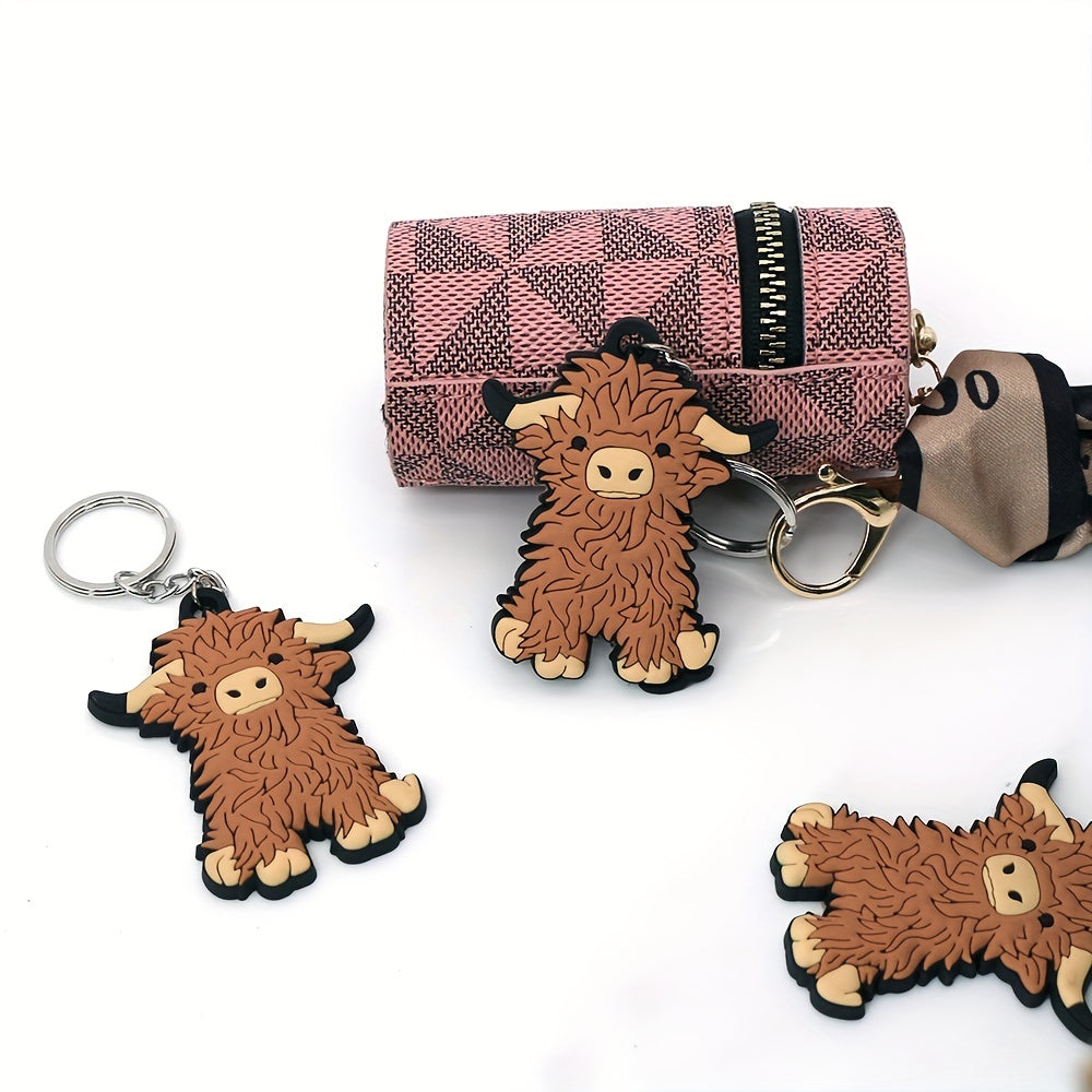 Cow Keychain Cartoon Animal Charm for Keys Backpacks Purses