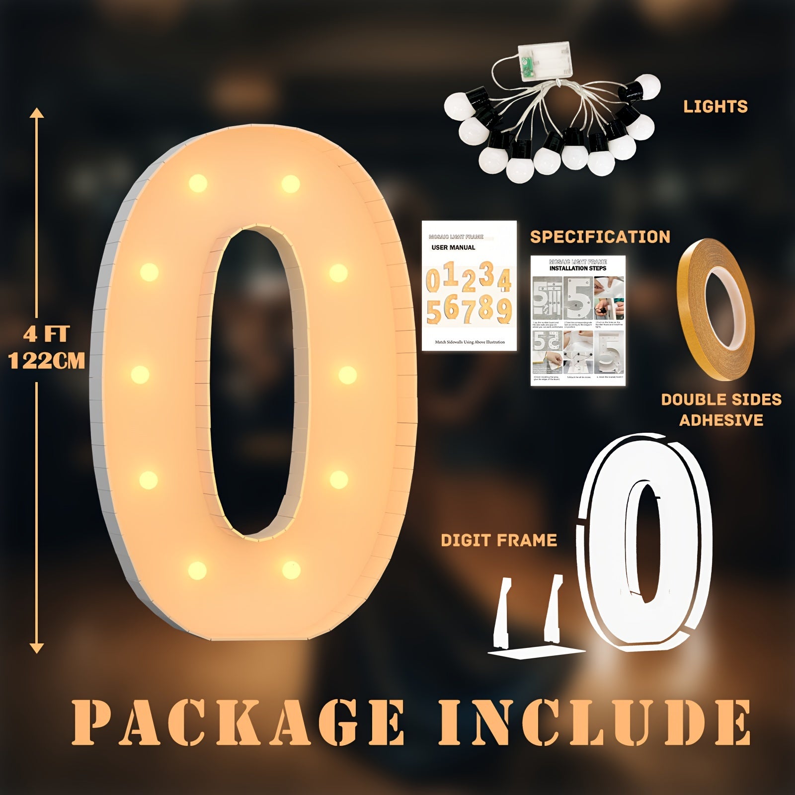 Luminous Marquee Numbers 0-9 Birthday and Anniversary Decoration
