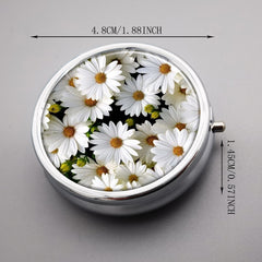 Flower Pill Case 3 Compartment Metal Organizer Portable Medicine Vitamin Holder