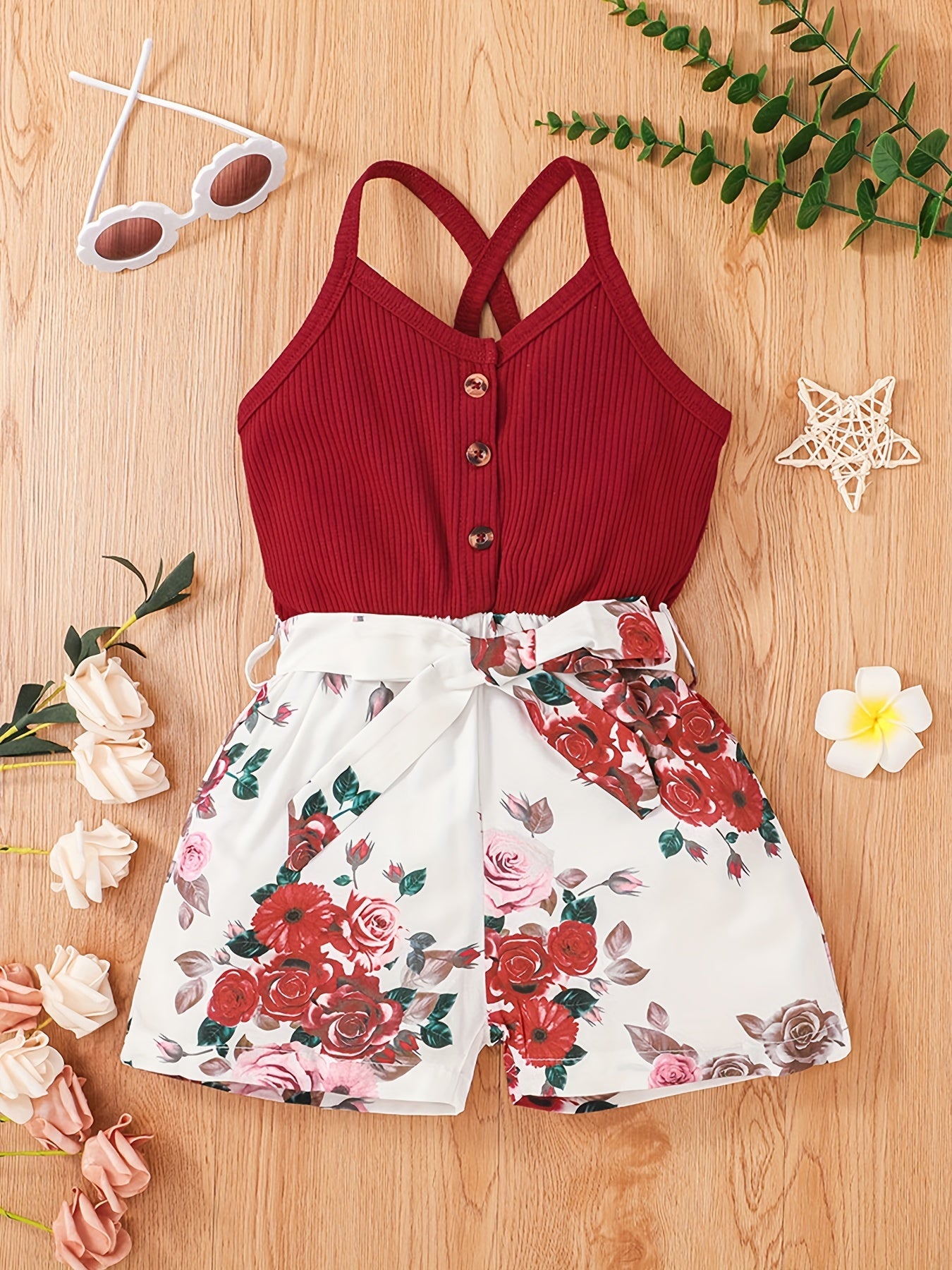 Toddler Girls Sleeveless Floral Rompers Jumpsuits for Beach Vacation