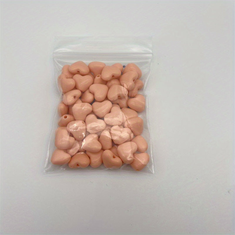 50pcs Love Heart Beads for DIY Bracelets, Phone Straps & Necklaces