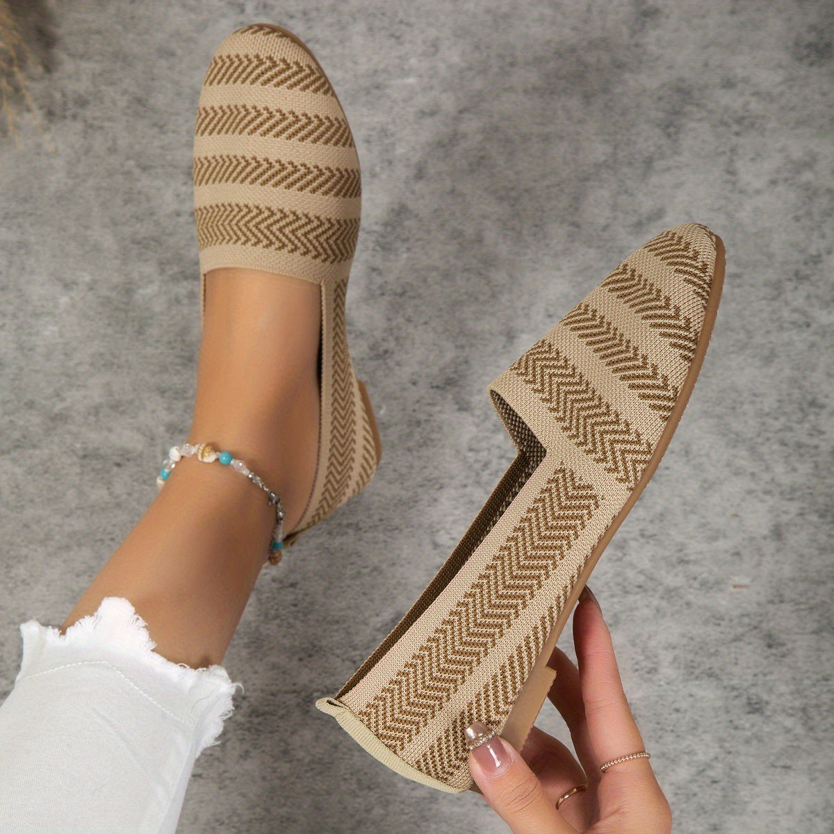 Women's Knit Ballet Flats Soft Sole Shoes Casual Wear Walking Shoes