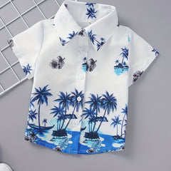 Coconut Tree Print Boys Summer Beach Shirt