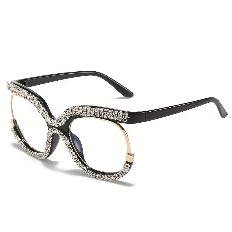 Owl Anti Light Glasses Rhinestone Clear Lens Glasses
