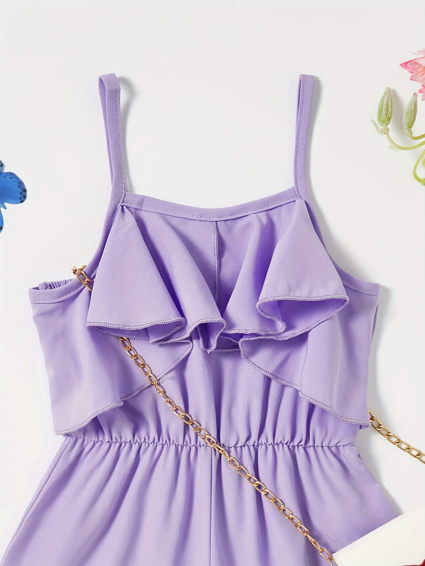 Girls Ruffled Off Shoulder Cami Jumpsuit Summer Clothing