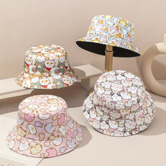 Kids' Warm Cat Pattern Bucket Hat