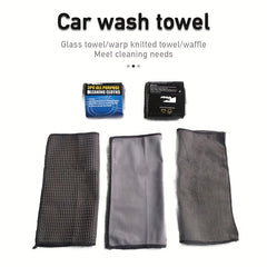 Car Wash Sponge Kit Microfiber Towel Detailing Gloves Waxing Brushes