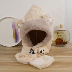 2pcs Winter Cashmere Scarf Hat with Animal Ears for Girls