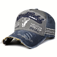 Casual Distressed Embroidery Denim Cap Sun Protection