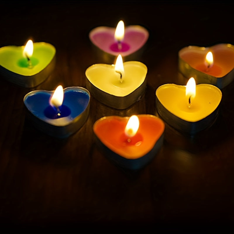 50pcs Heart Shaped Tea Wax Candles for Proposal and Holiday Decoration