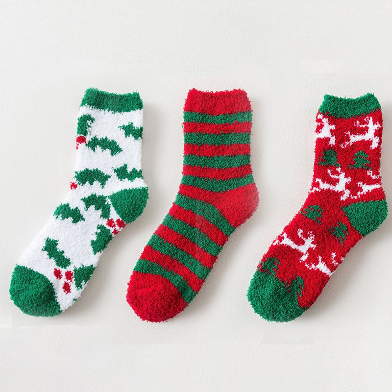 3 Pairs Women's Fuzzy Socks Winter Warm Cozy Soft Fluffy Cartoon Monster Socks